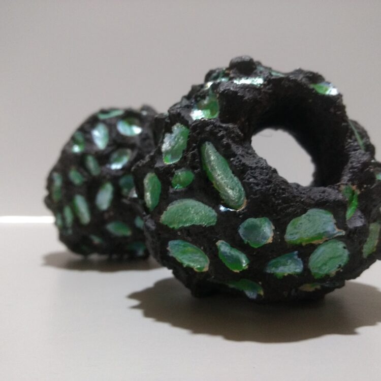 Cueva de roca modelo black green dragón fénix 360° para peces